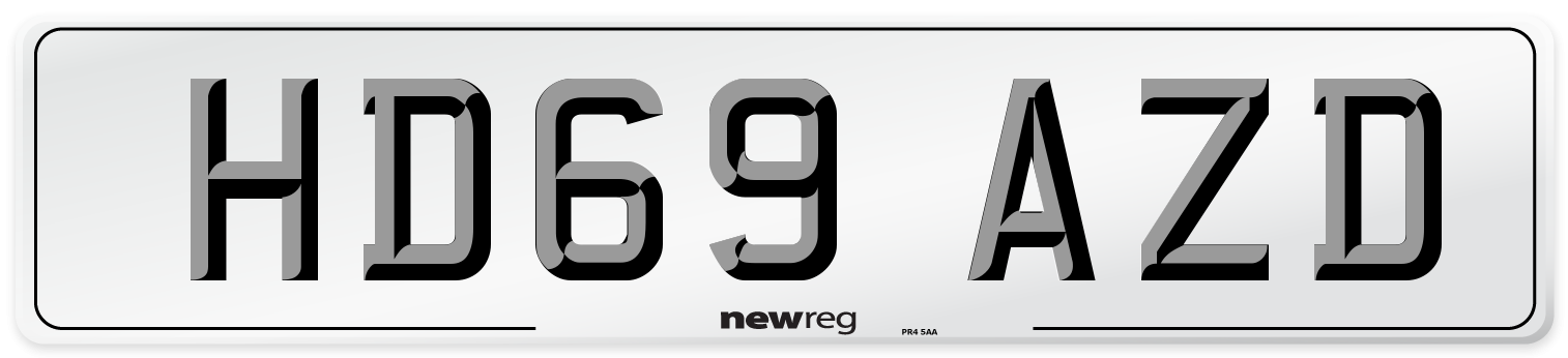 HD69 AZD Number Plate from New Reg